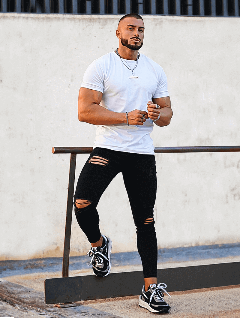 Pantalón Denim Jeans - Rajado negro