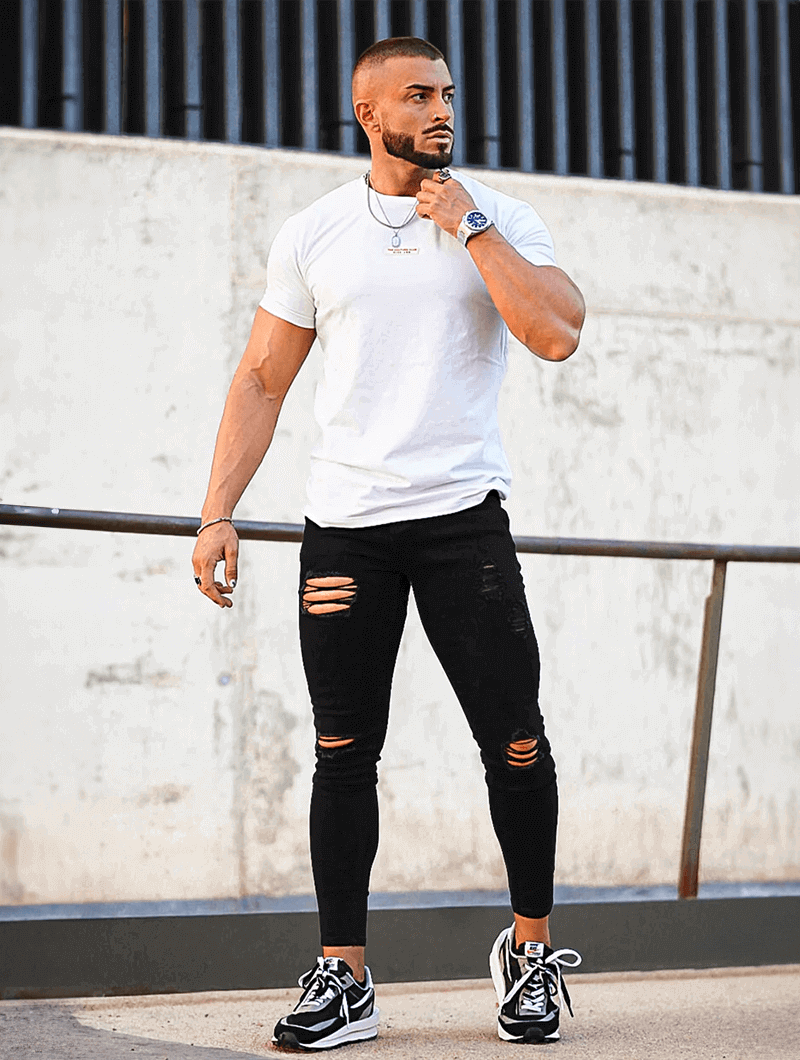 Pantalón Denim Jeans - Rajado negro