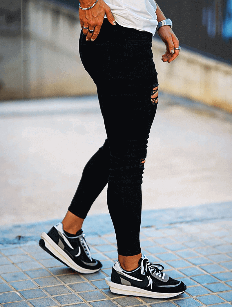 Pantalón Denim Jeans - Rajado negro