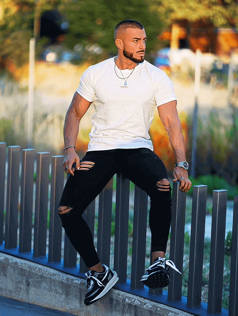 Pantalón Denim Jeans - Rajado negro