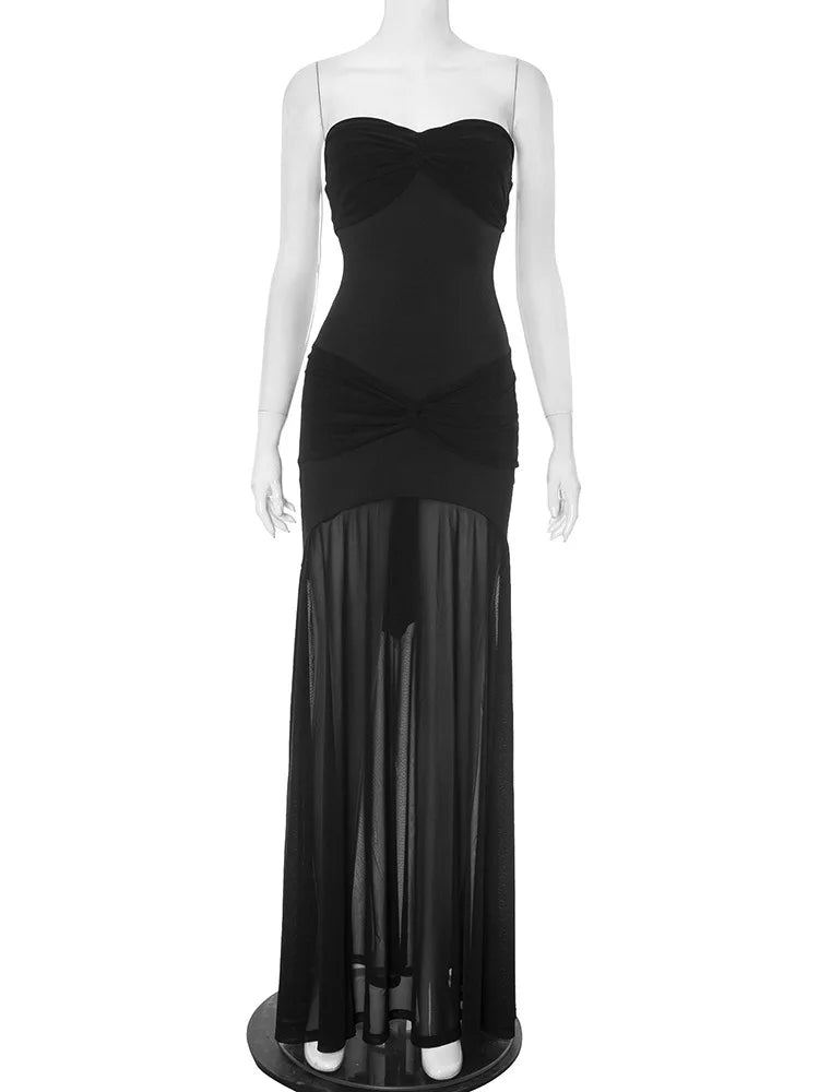 Strapless Ruched Maxi Dress