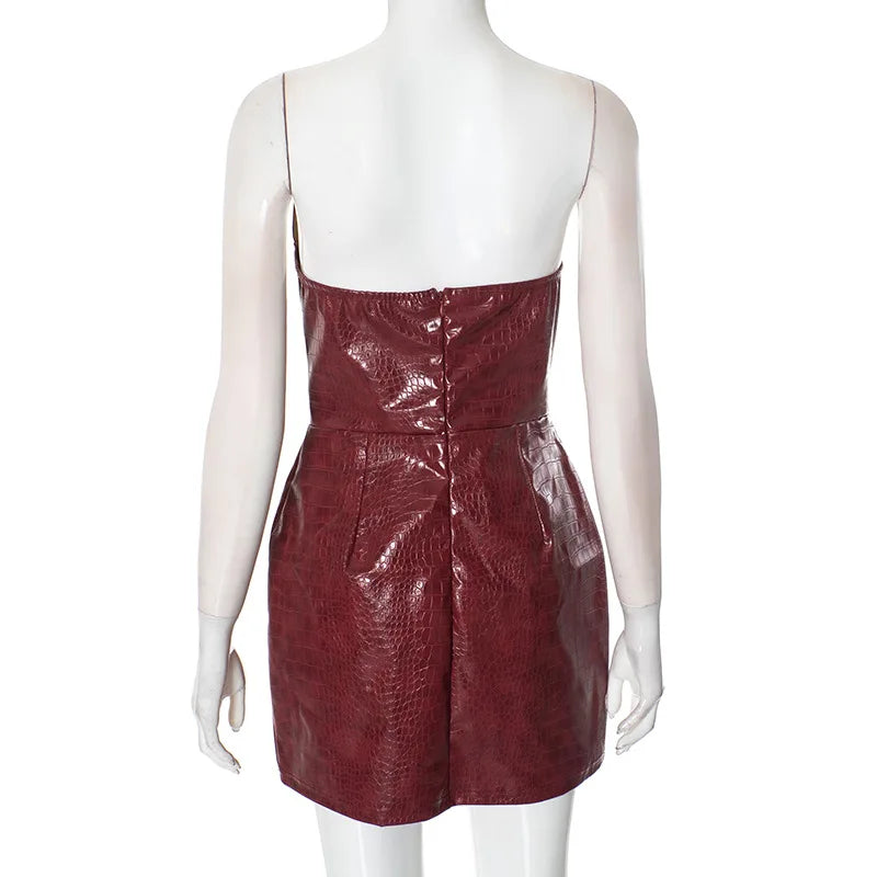 Women’s Strapless Leather Mini Dress