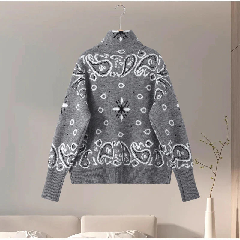 Jacquard Zip Cardigan