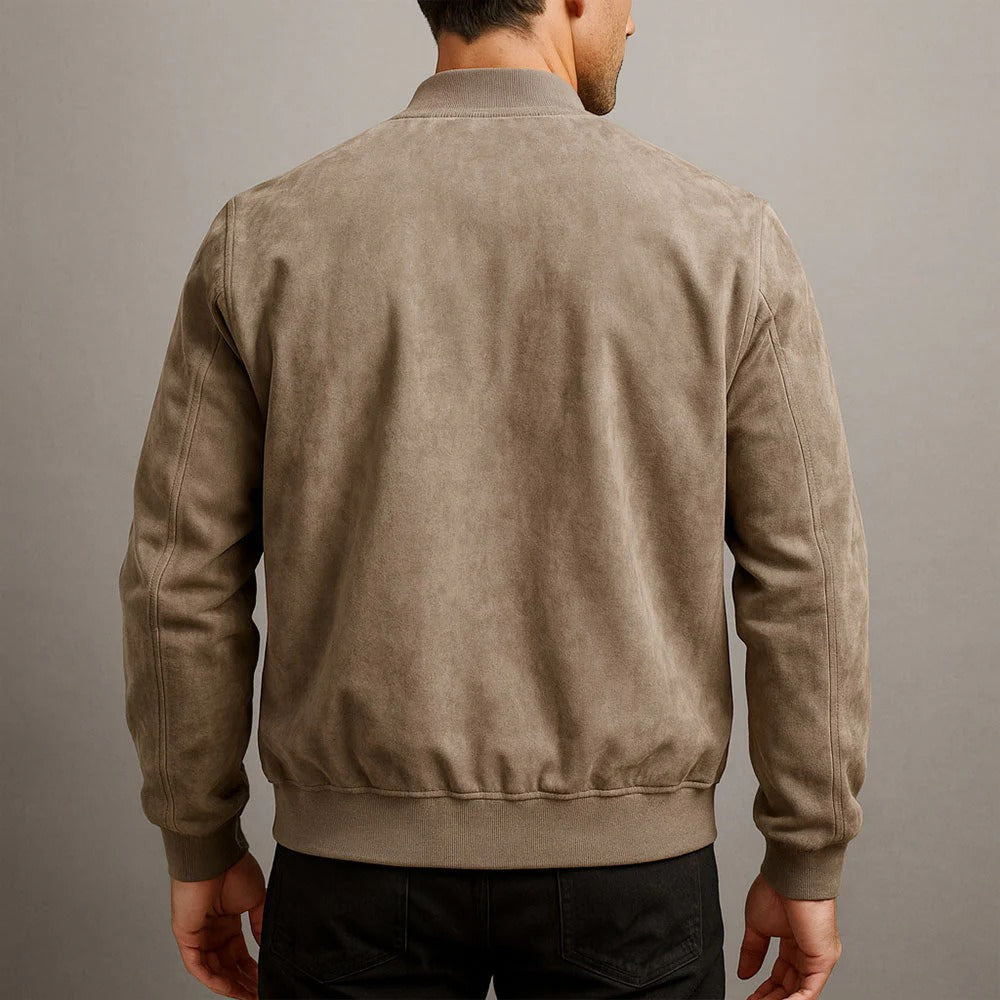 Chaqueta de cuero gamuzado premium para hombre