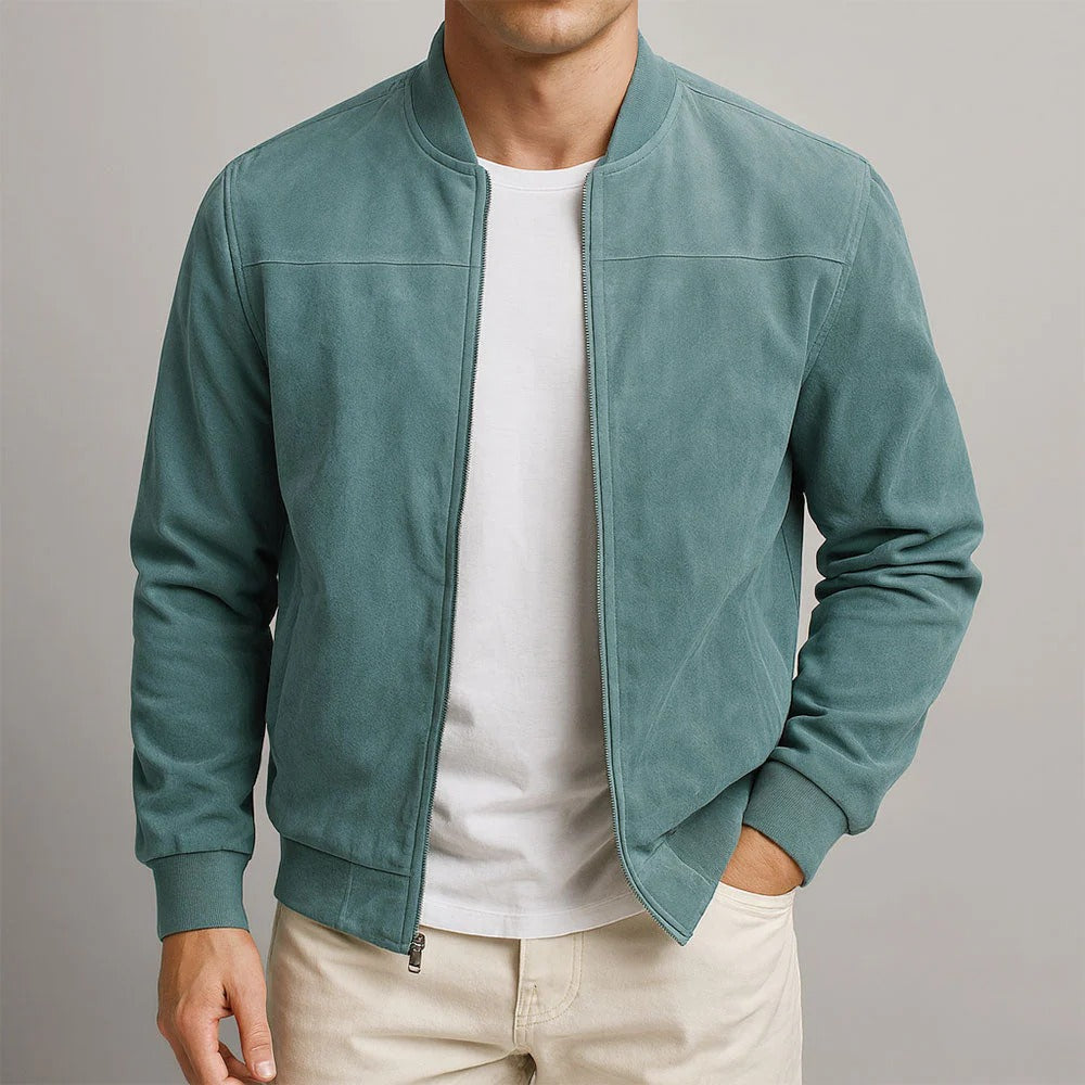 Chaqueta de cuero gamuzado premium para hombre