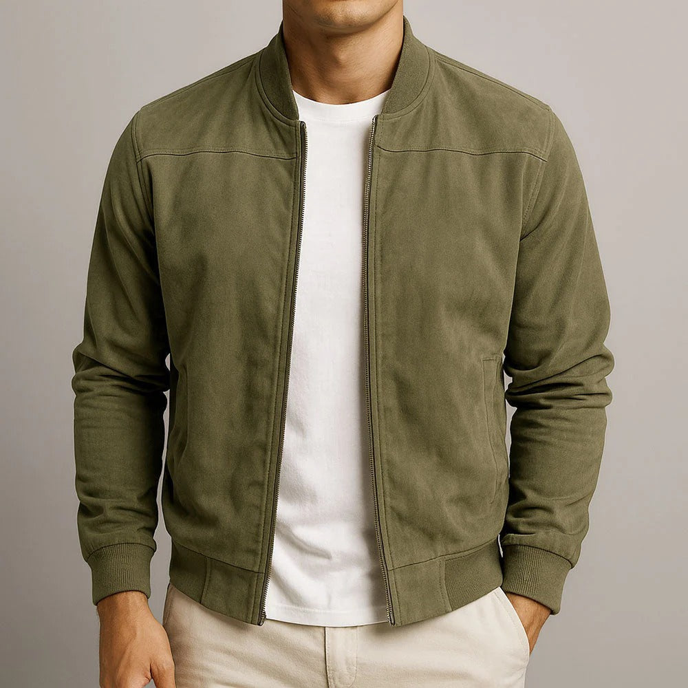 Chaqueta de cuero gamuzado premium para hombre