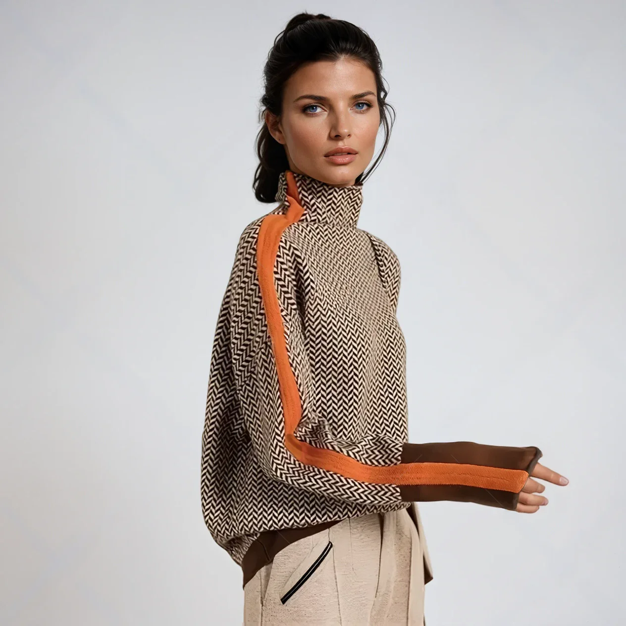 Lucía | Jersey de cuello alto con rayas en contraste
